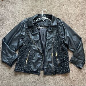 New Look Oversized Ruched Faux Leather Jacket